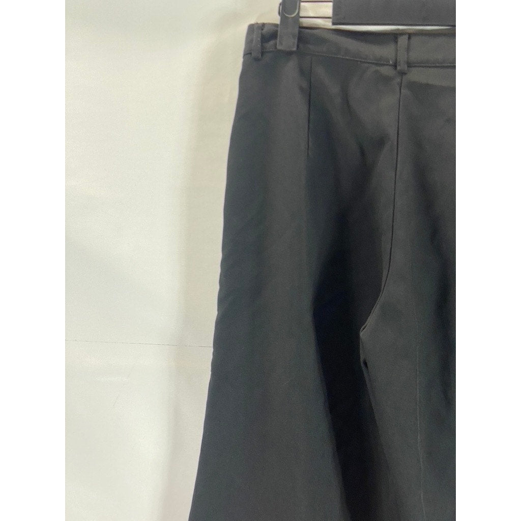 UNBRANDED Women's Black Solid Wide-Leg Lightweight Pants SZ US8