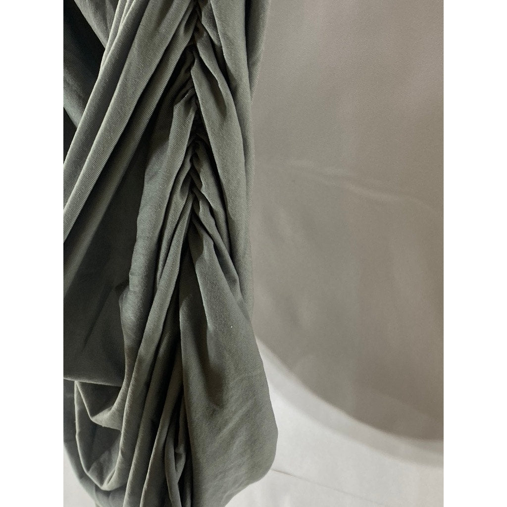 UNBRANDED Women’s Gray Solid Side Ruched Strapless Lightweight Top SZ S