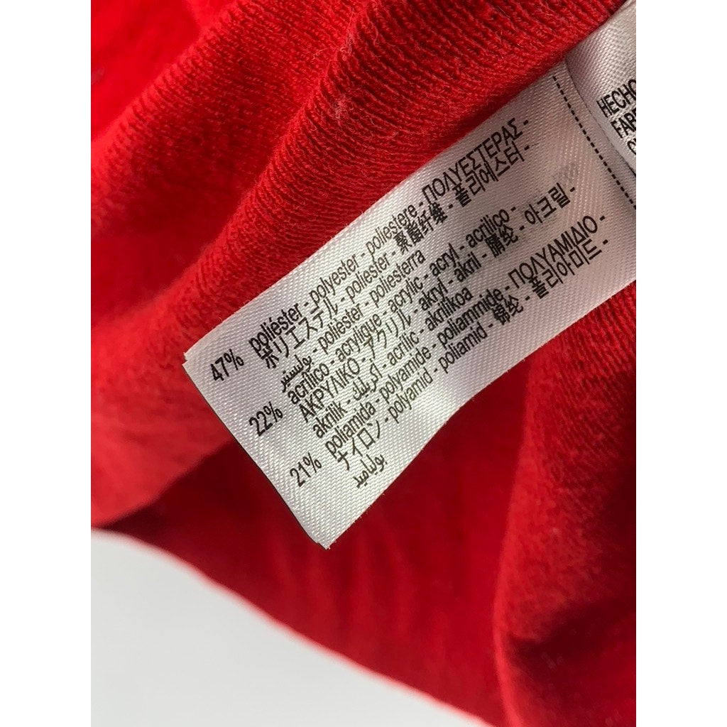 ZARA Women's Red Wool Off-The-Shoulder Fold-Over Long Sleeve Sweater Top SZ S