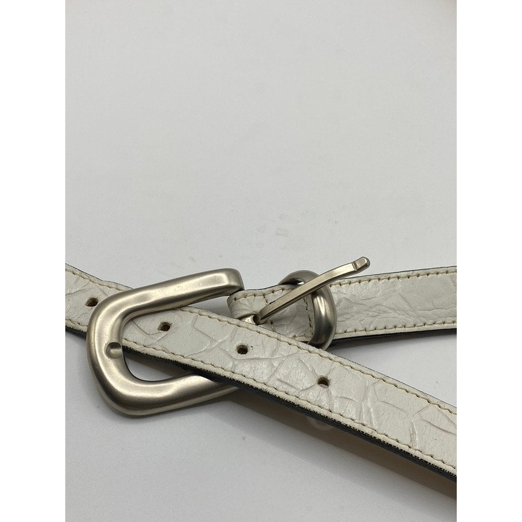 STREETS AHEAD Women's Cream Leather Single Prong Horsebit Belt OS