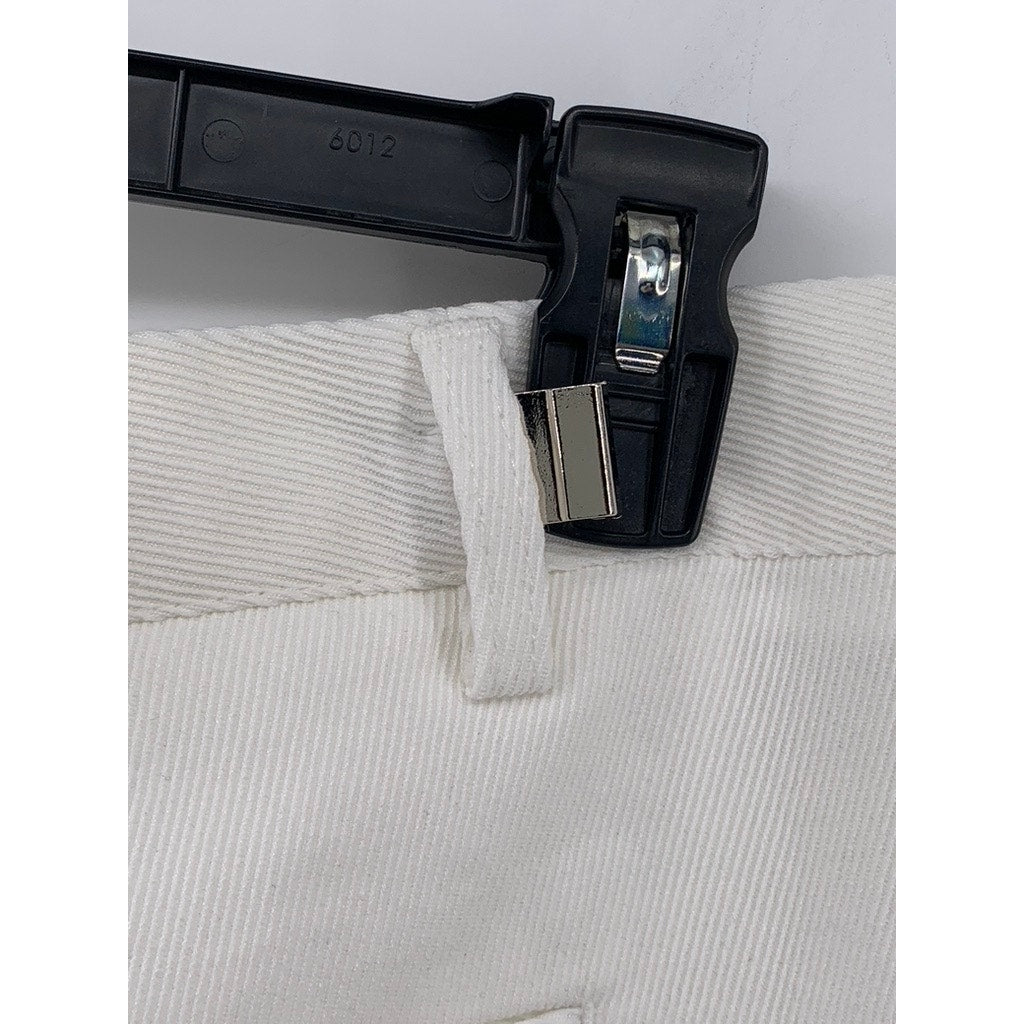 UNBRANDED Men's White Ribbed Lock Buckle Straight-Leg Pant SZ L