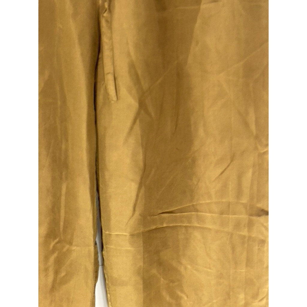 PETITE SOPHISTICATE Women's Vintage Brown Solid Drawstring Silk Pull-On Pant SZS