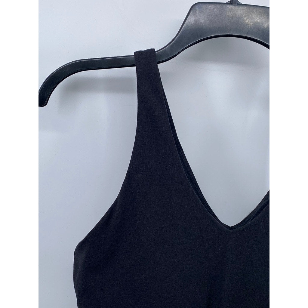 UNBRANDED Women's Black V-Neck Casual Cropped Tank Top SZ S