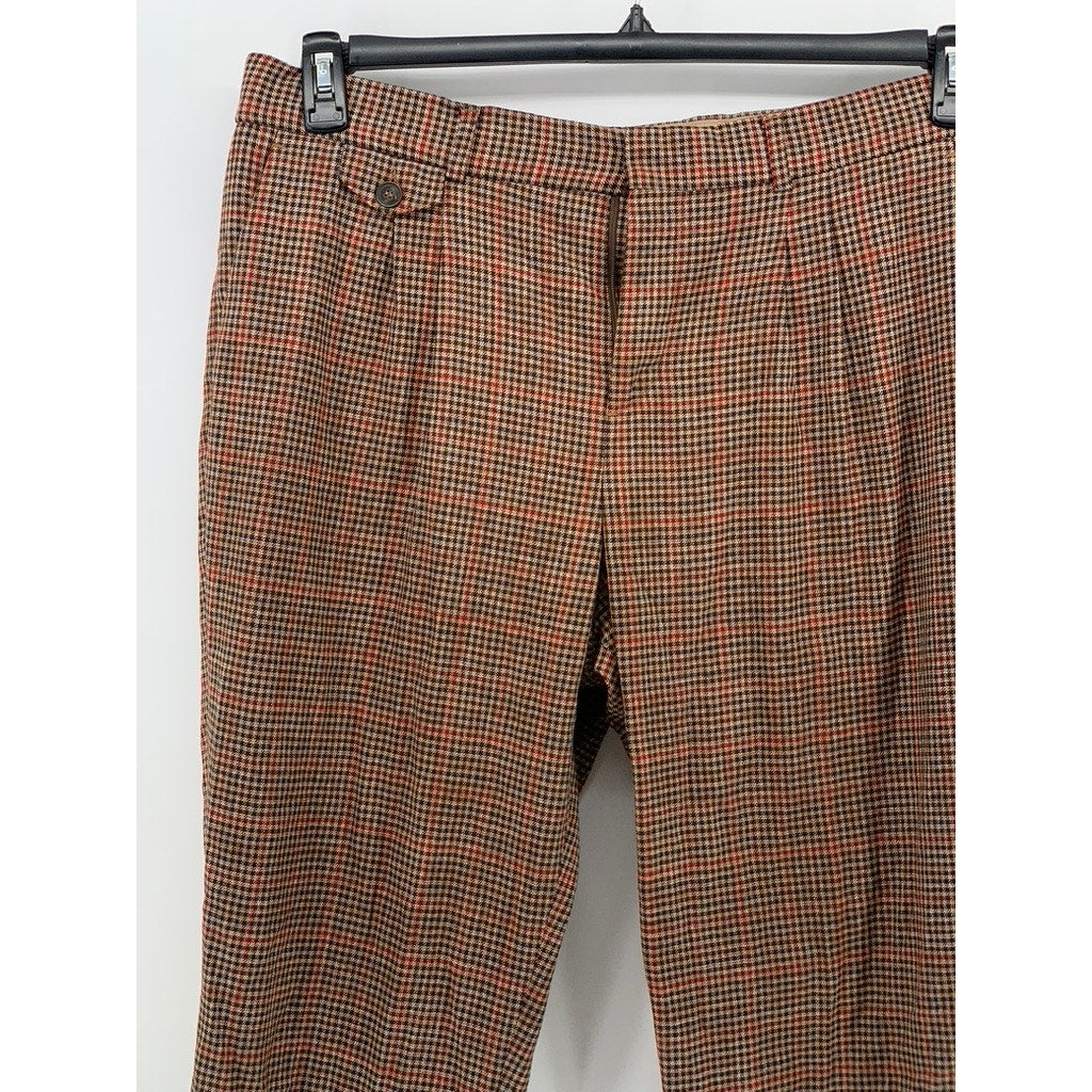 DEVRED 1902 Men's Brown Houndstooth Slim-Fit Regular Cuffed Pant SZ 38
