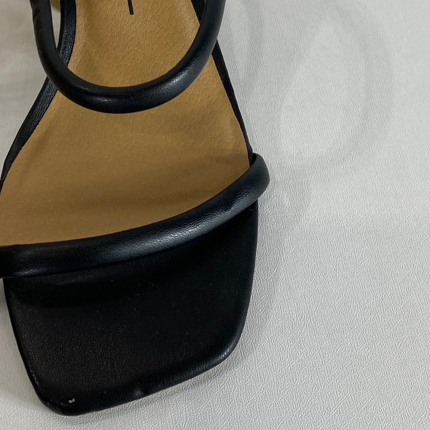 DOLCE VITA Women's Black Stella Netra Square-Toe Slip-On Block-Heel Sandal SZ9.5