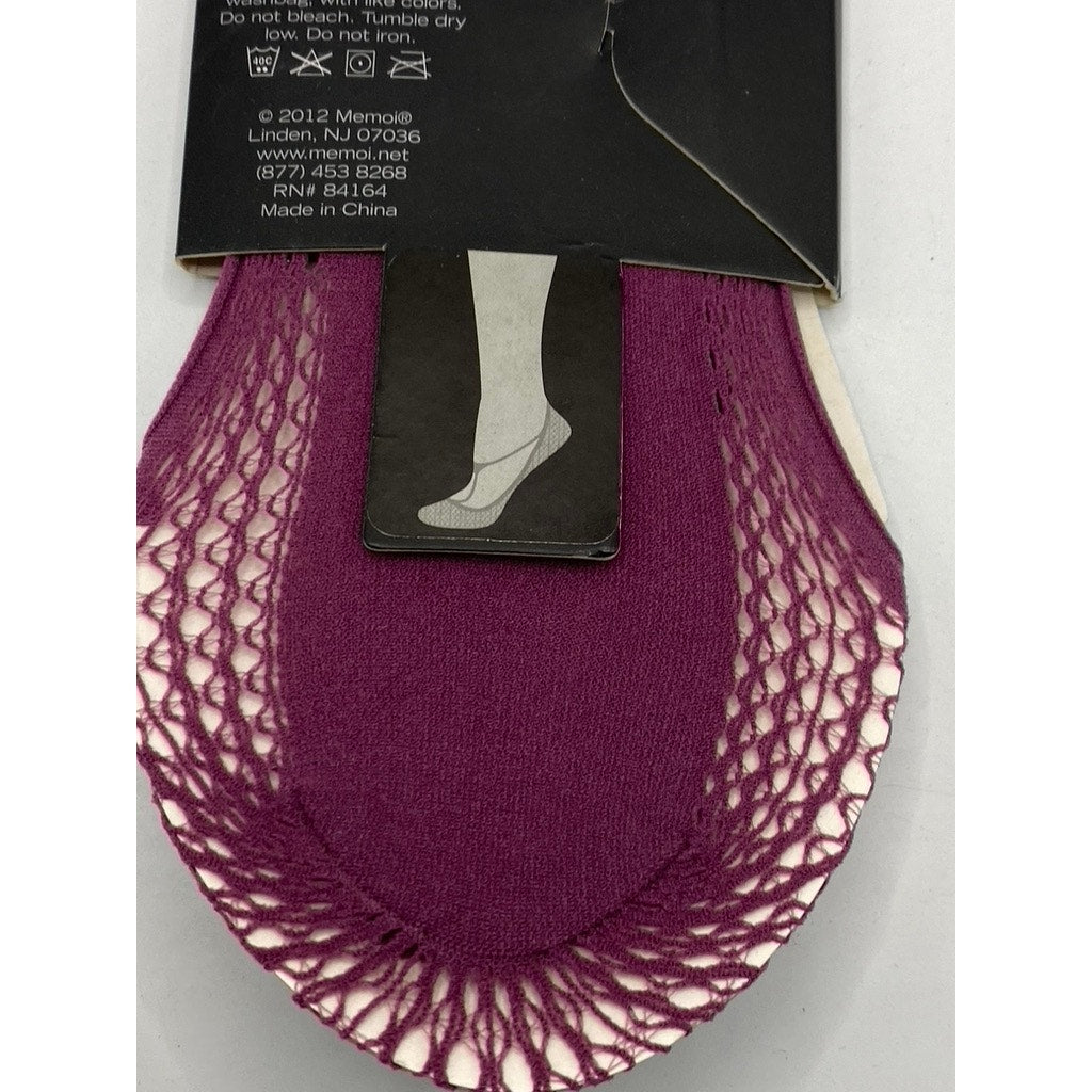 MEMOI Women's Tulipwood Purple Mesh Cross Stranded Net Liner Socks SZ OS