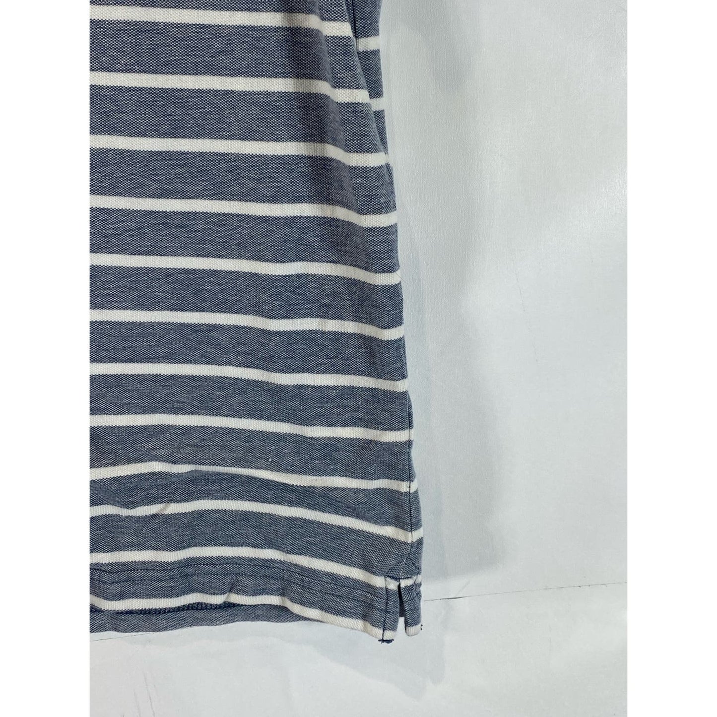 BANANA REPUBLIC Men's Blue Striped Birdseye Short Sleeve Polo Shirt SZ L