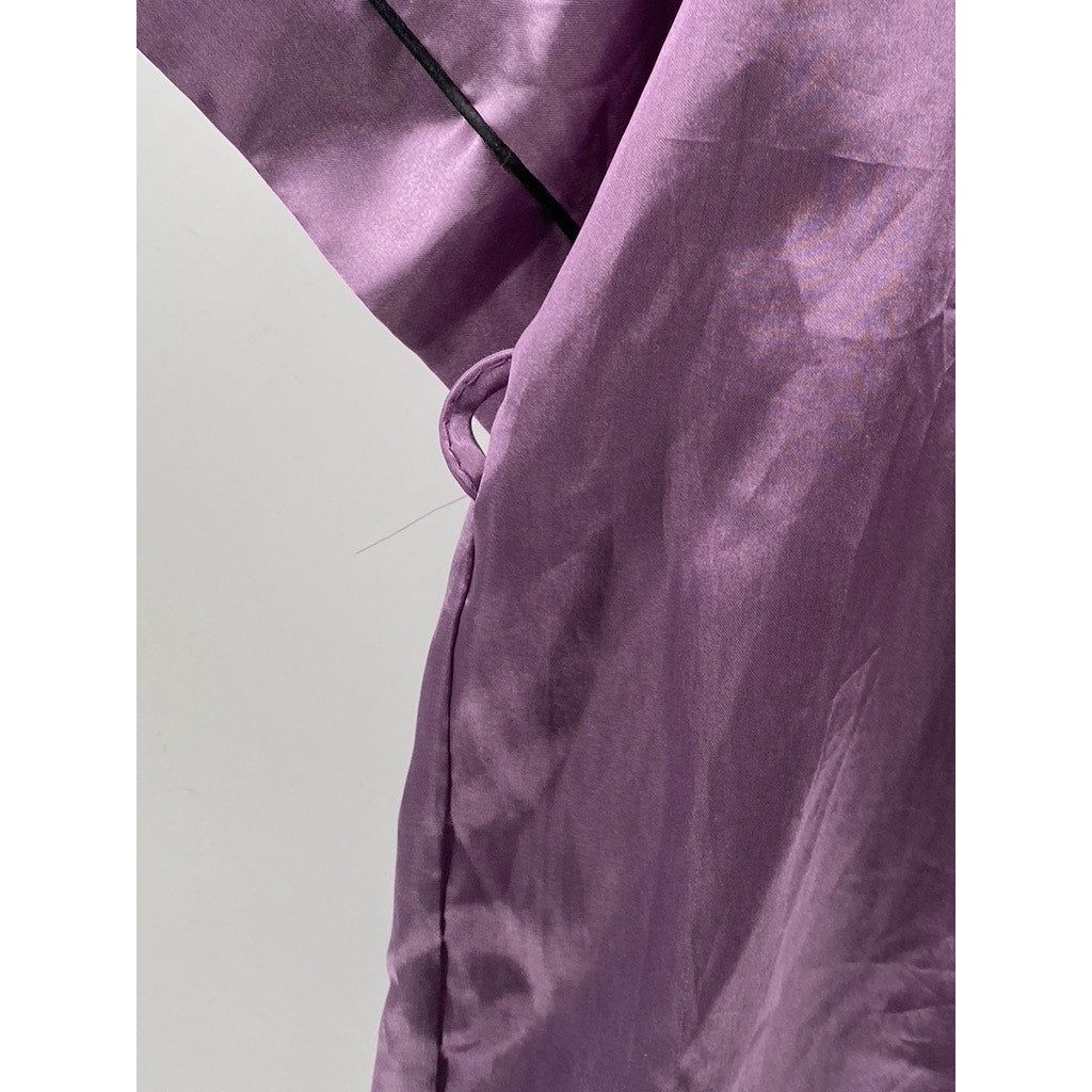 NINE'S Women's Purple Satin Open-Front Short Sleeve Robe SZ XXL