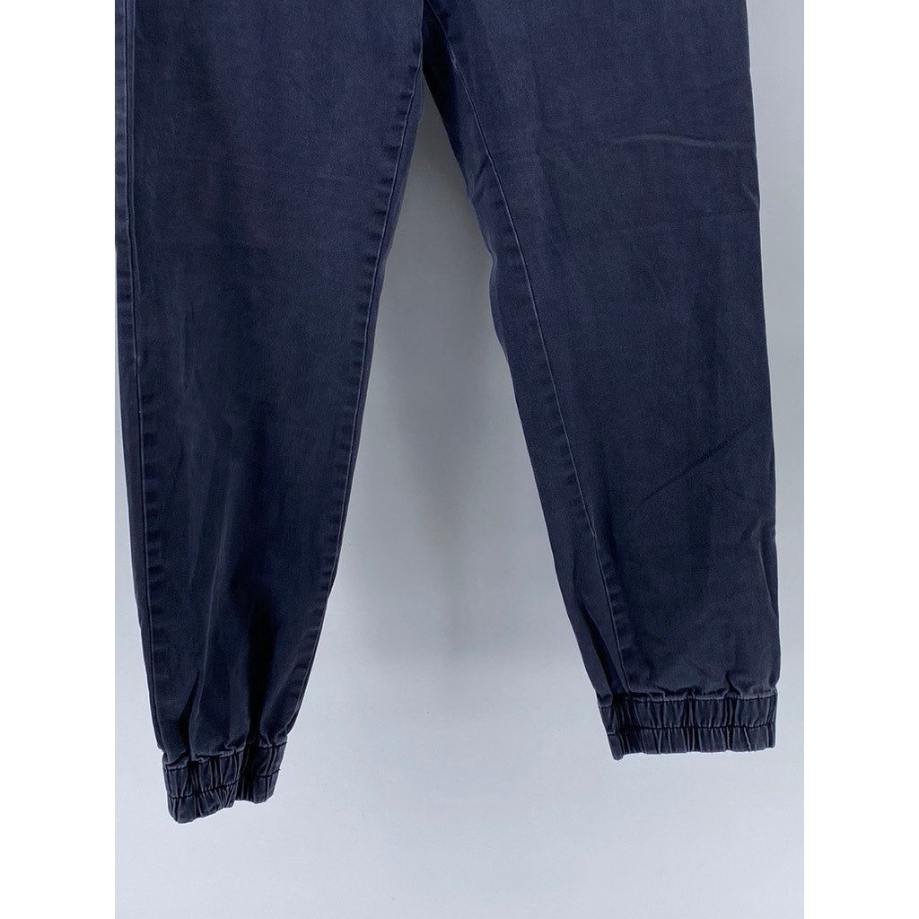 H&M L.O.G.G. Men's Navy Denim Slim-Fit Stretch Drawstring Jogger Pants SZ M