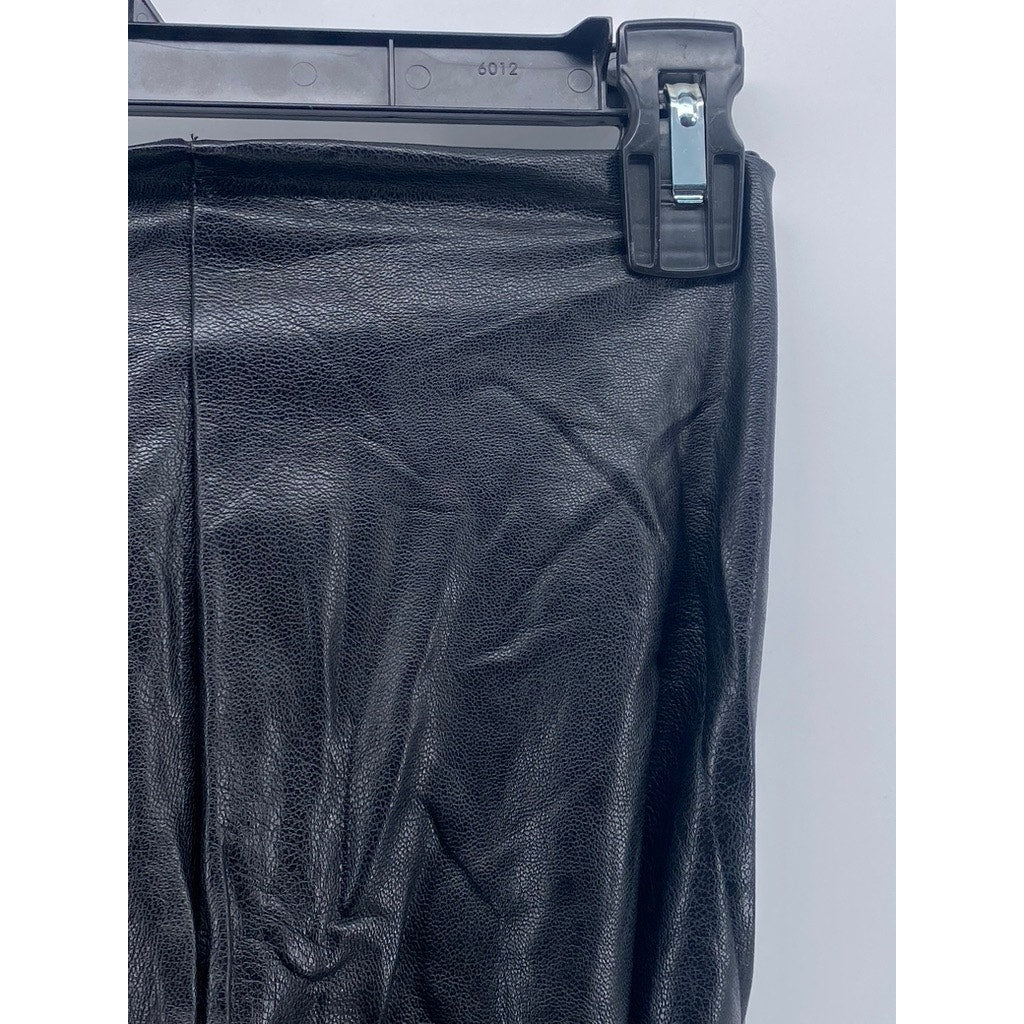 COMMANDO CONTROL Women's Black Faux-Leather High-Rise Ankle Leggings SZ S