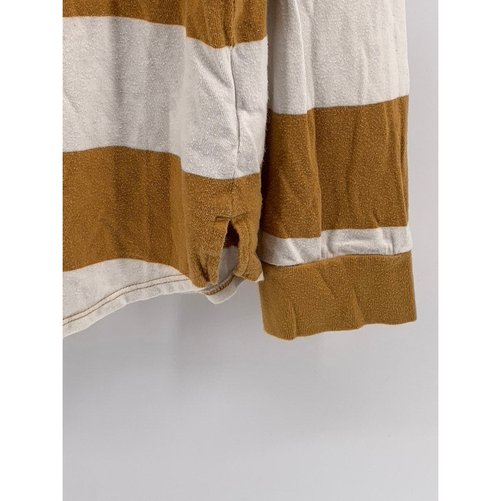 MADEWELL Women's Tan-White Striped Oversized Top SZ M