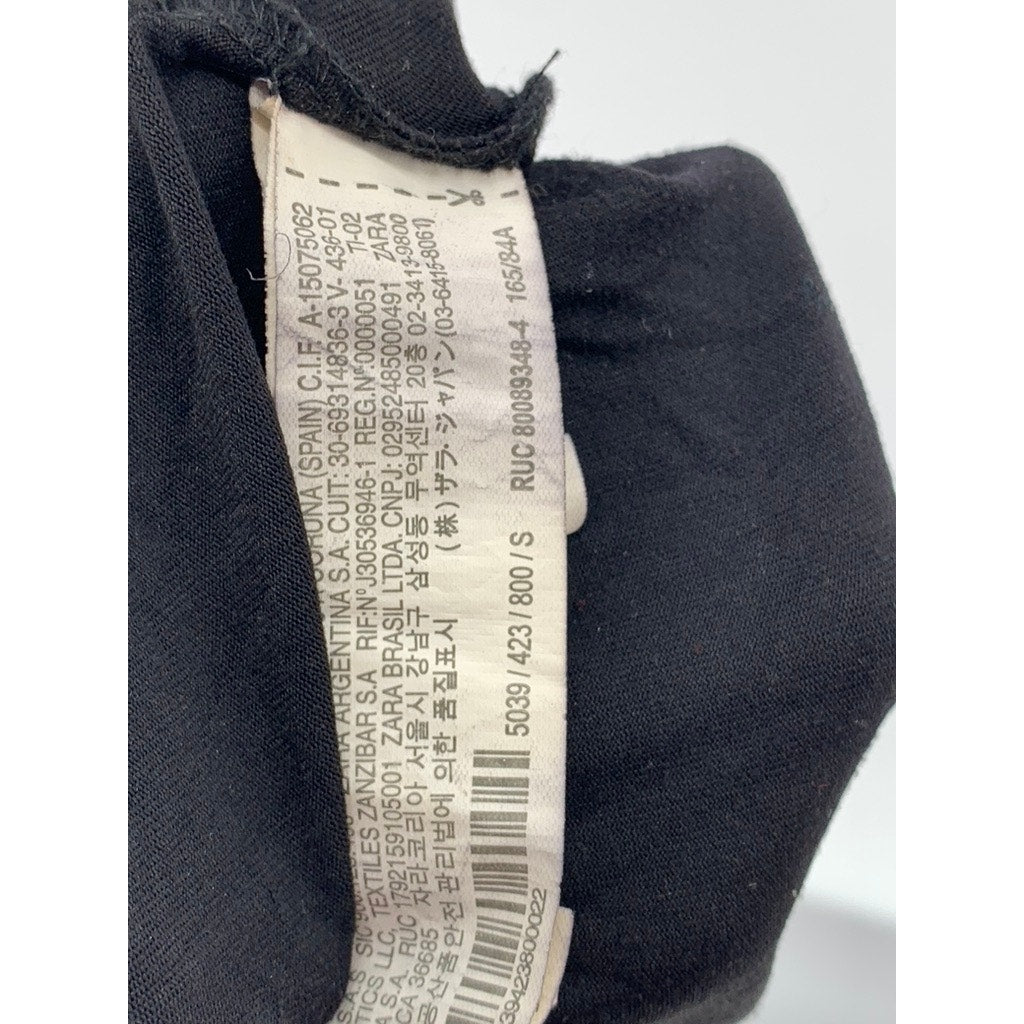 ZARA Women's Black Ruched V-Neck Tank Bodysuit SZ S