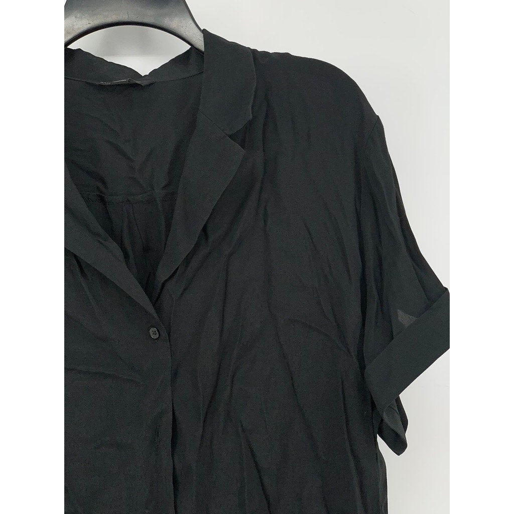 BANANA REPUBLIC Men's Black Short Sleeve Button-Up Cuban Shirt SZ XL