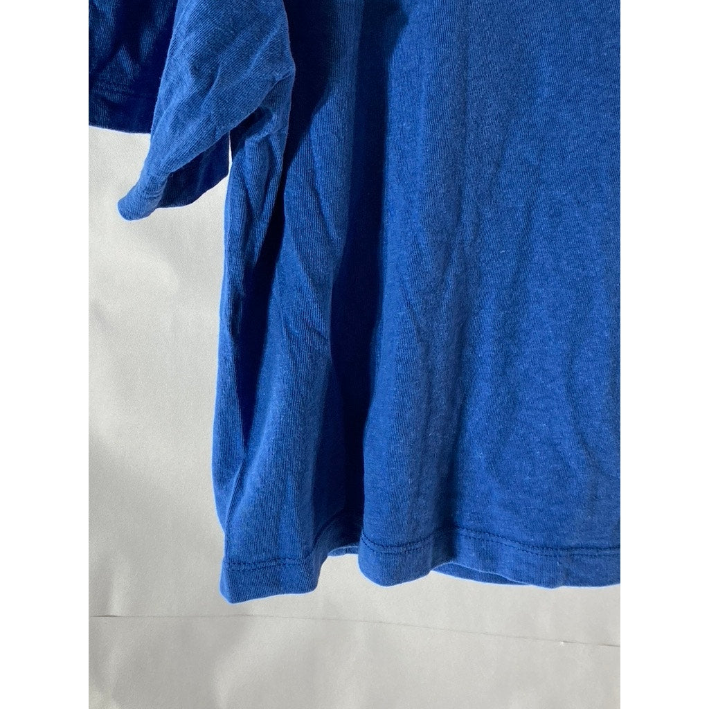 EVERLANE Women’s Royal Blue Short Sleeve Henley Hemp-Organic Cotton Top SZ XS