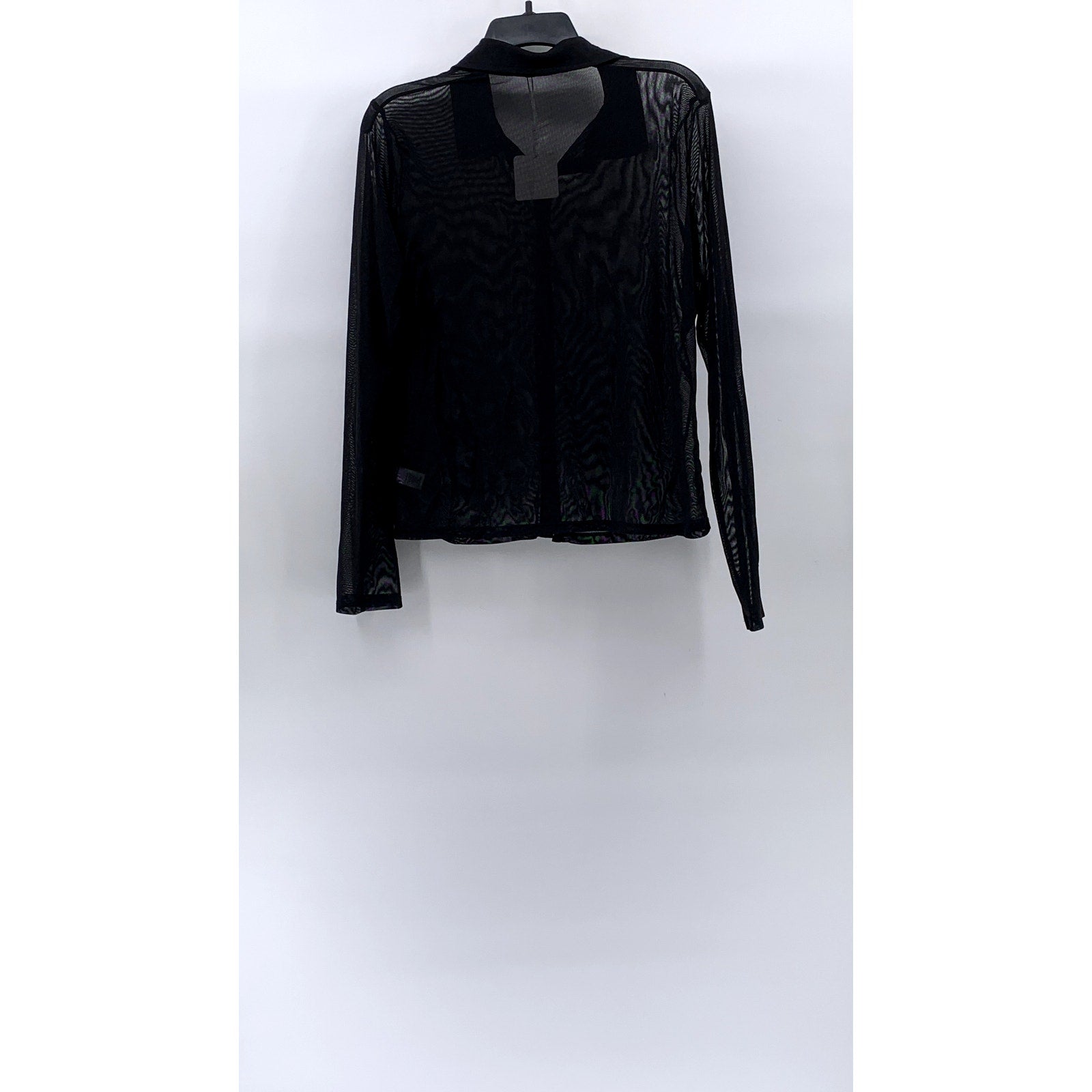 SUGAR RAIN Women’s Black Sheer Button-Up Long Sleeve Top SZ XL