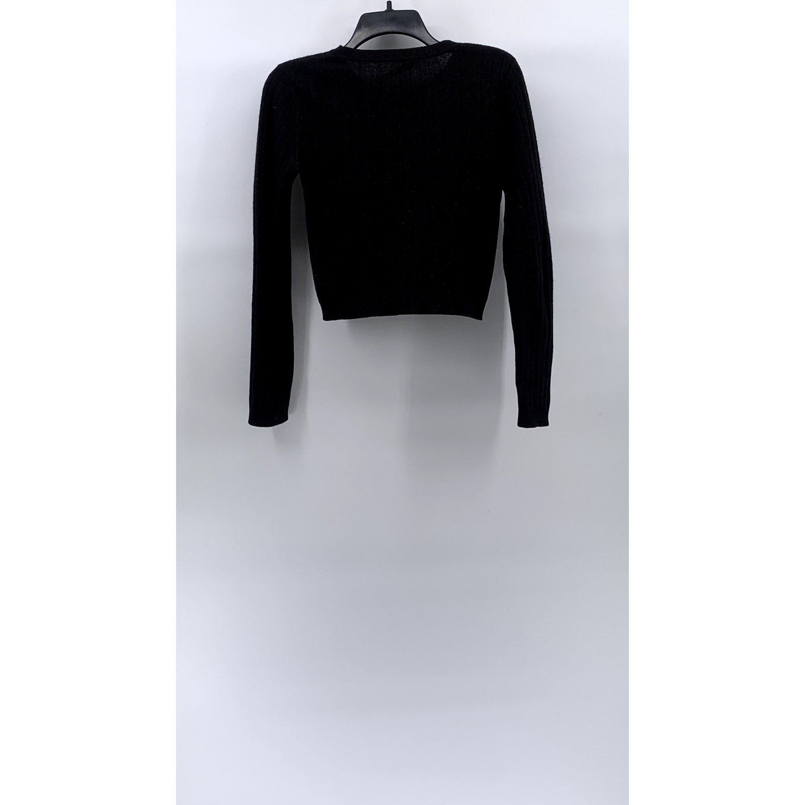 REFORMATION Women’s Black Crewneck Ribbed Long Sleeve Knit Top SZ M