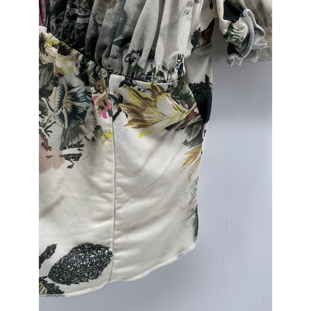 URBAN OUTFITTERS Women's White Floral Ruffle Corset Cropped Top SZ XS