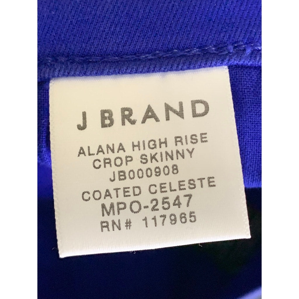 J BRAND Women's Coated Celeste Blue Alana High-Rise Cropped Skinny Pant SZ 30
