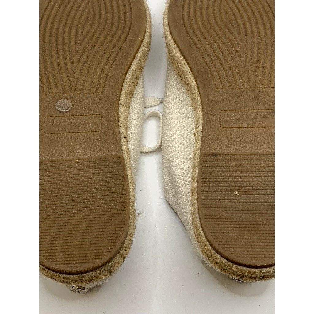 LIZ CLAIBORNE Women's White Textured Leckie Espadrille Sneakers SZ 7