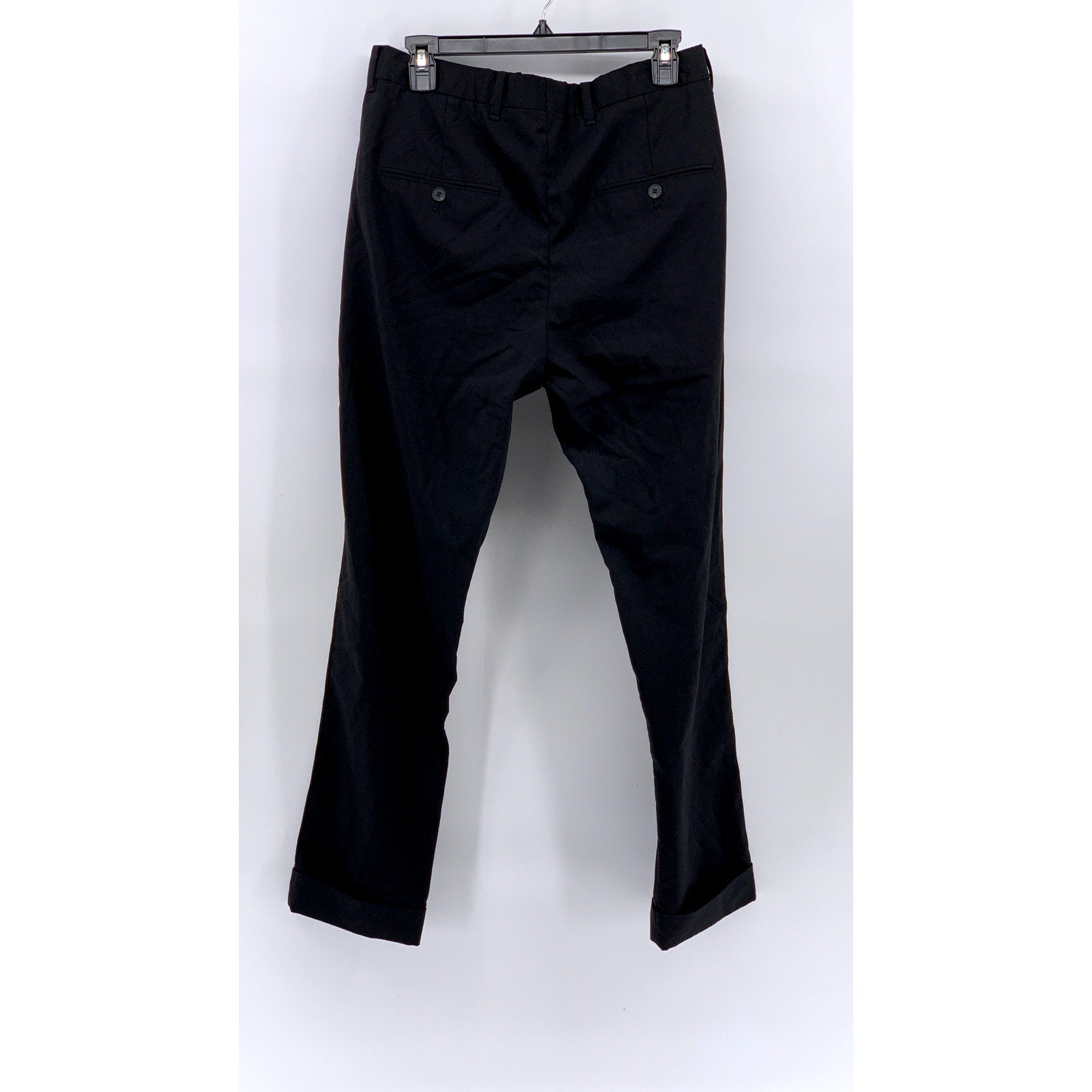 ALLSAINTS Men's Black Wool-Blend Oakes Slim Cropped Cuffed Dress Pant SZ 32