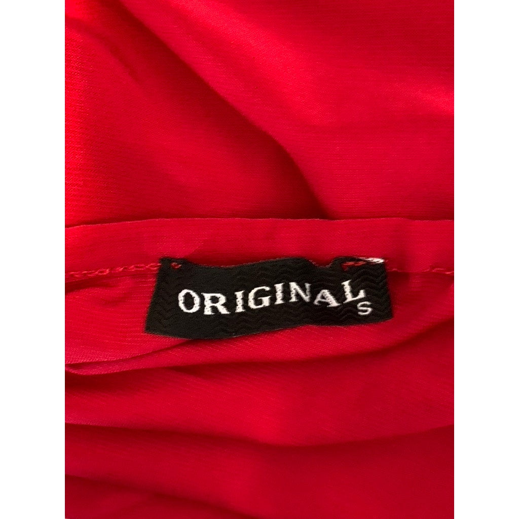 ORIGINAL Women's Red Straight-Neck Tie Open Back Ruched Bodycon Mini Dress SZ S