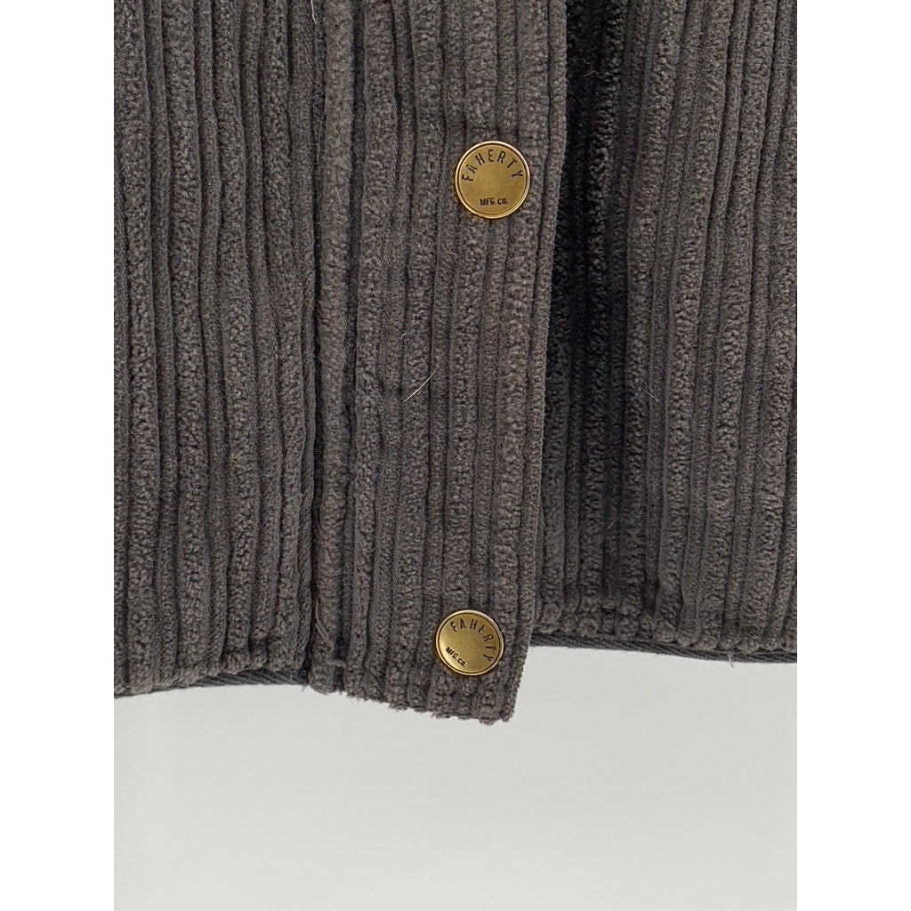 FAHERTY Women's Washed Black Corduroy Snap-Button Zip-Up Shirt Jacket SZ S
