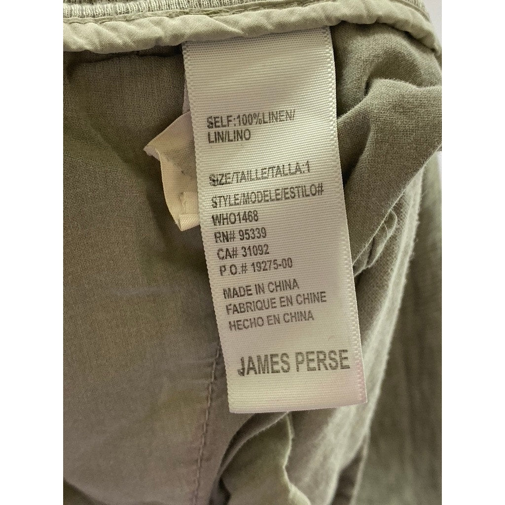 JAMES PERSE Standard Women's Light Gray Lightweight Linen Straight-Leg Pant SZ 1