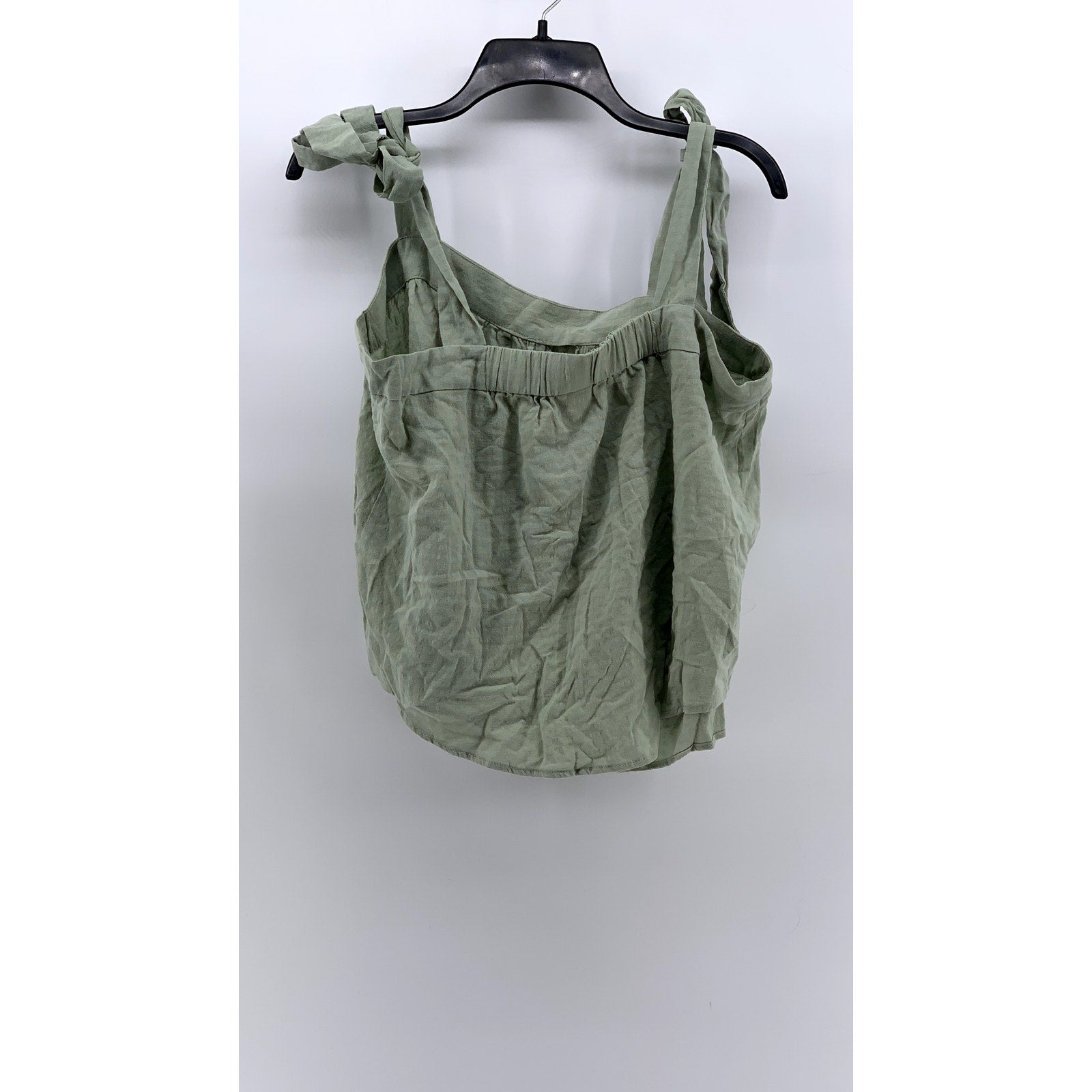 A.N.A A NEW APPROACH Women's Green Tie-Sleeve Cotton-Blend Tank Top SZ L