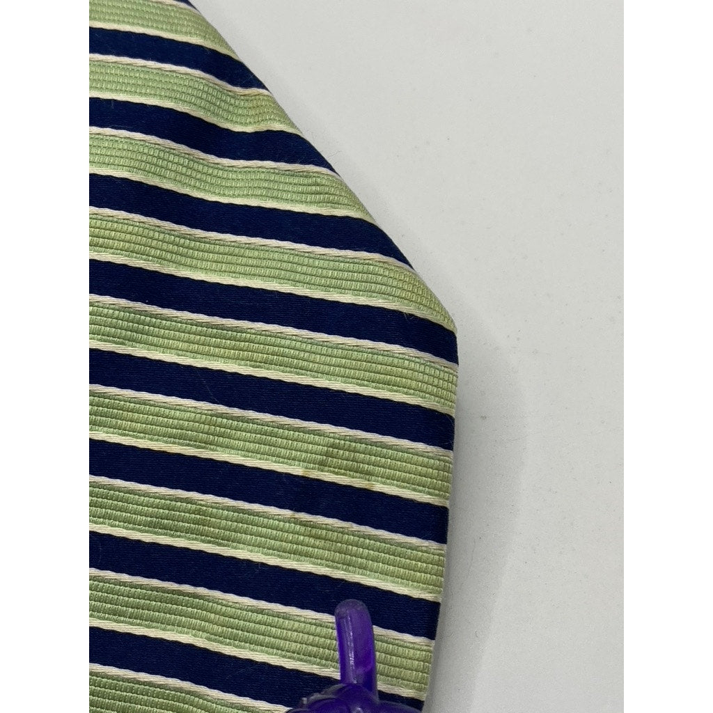 NÁUTICA Men’s Green-Navy Blue Silk Striped Tie SZ OS