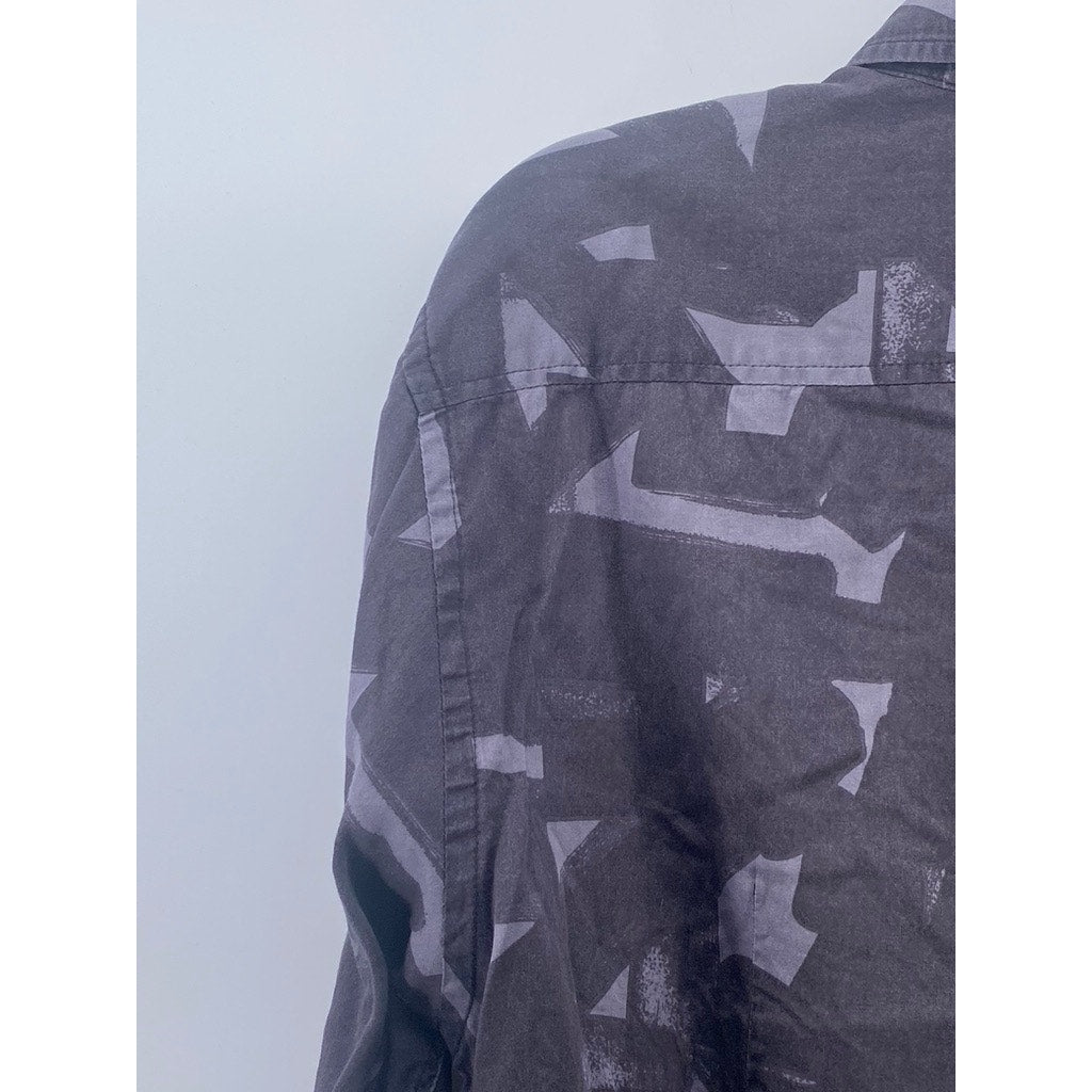 C31 ROTC Men's Gray Printed Regular-Fit Button-Up Long Sleeve Shirt SZ 42(L)