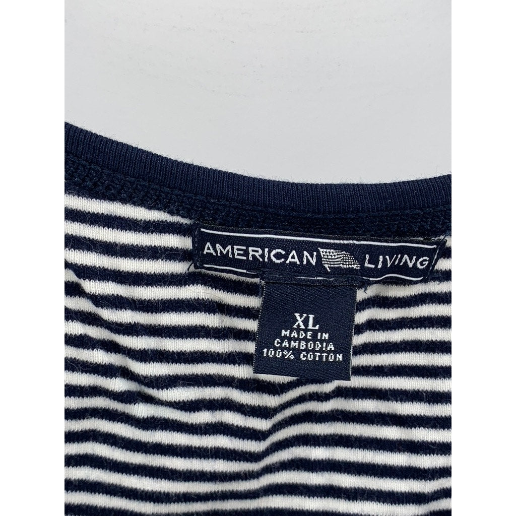 AMERICAN LIVING Women's Navy-White Striped Scoop-Neck Tank Top SZ XL
