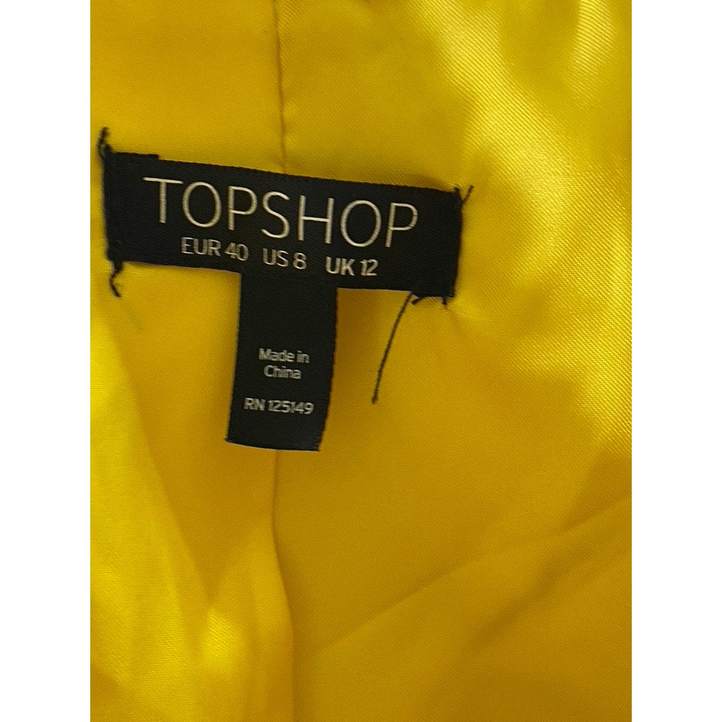 TOPSHOP Women’s Yellow Button-Up Oversized Teddy Jacket SZ 8