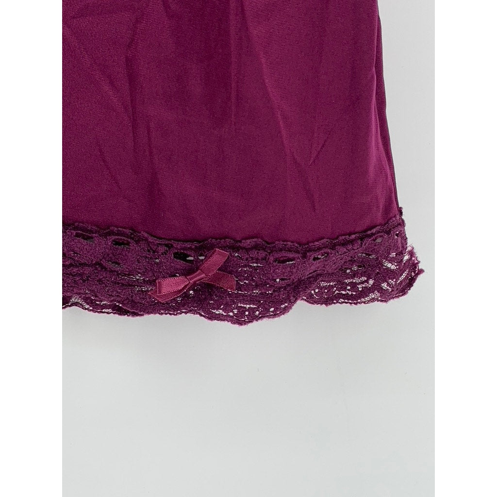 OLGA SECRET HUG Women's Vintage Plum Lace-Trim Half Slip Skirt SZ XL