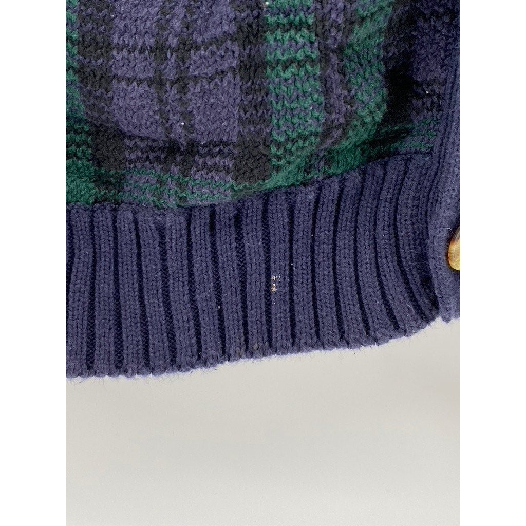 TOMMY HILFIGER Men's Blue-Green Plaid Button-Down Vest SZ L
