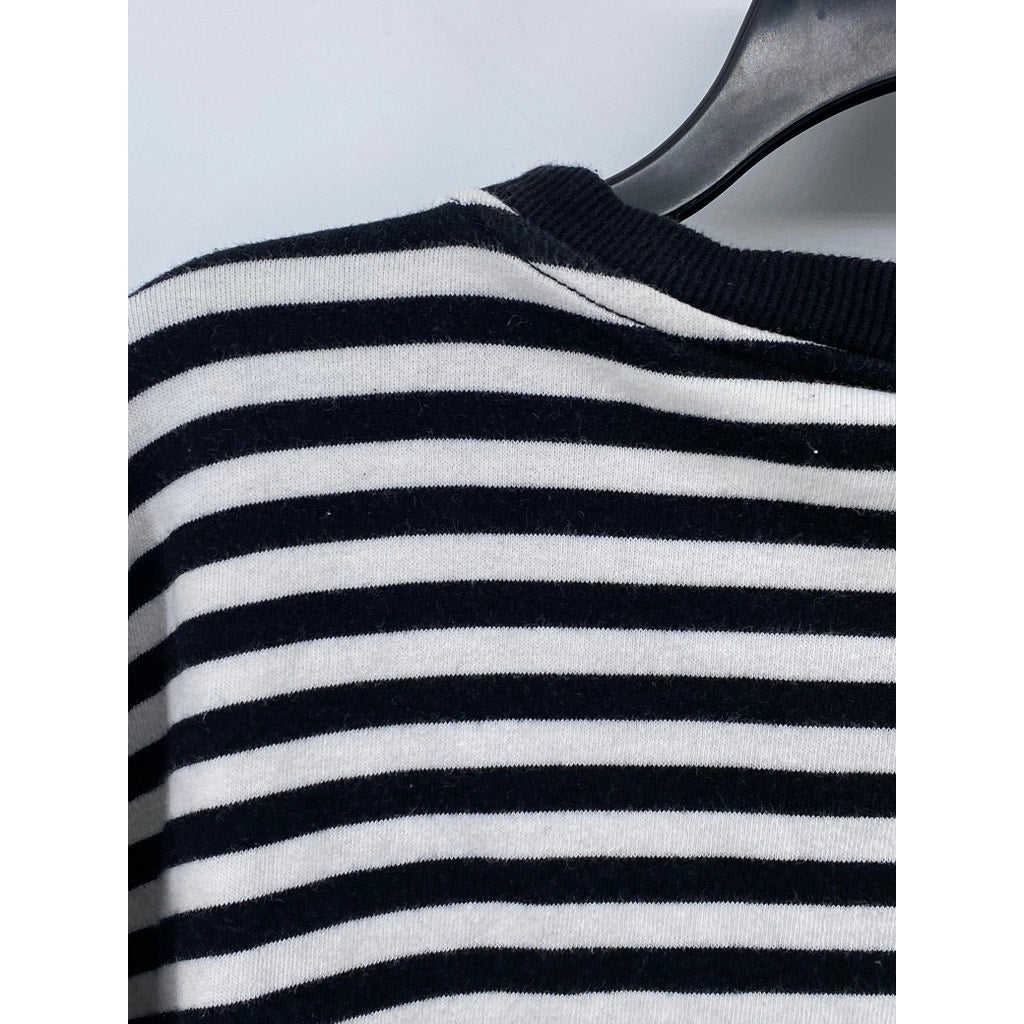 H&M BASIC Women’s Black-White Striped Crewneck Long Sleeve Sweatshirt SZ XL