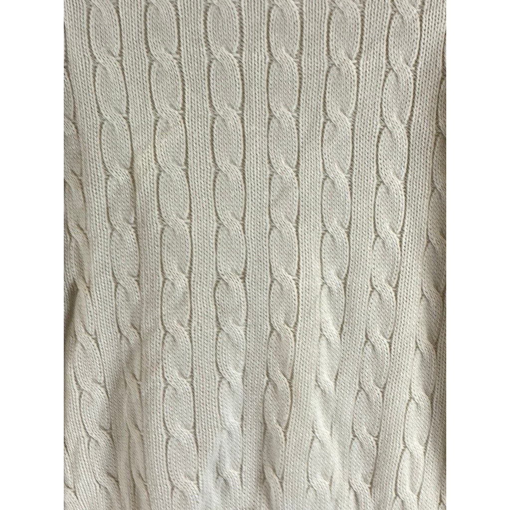 BRANDY MELVILLE Women's Beige V-Neck Cotton-Blend Cable Knit Sweater SZ OS