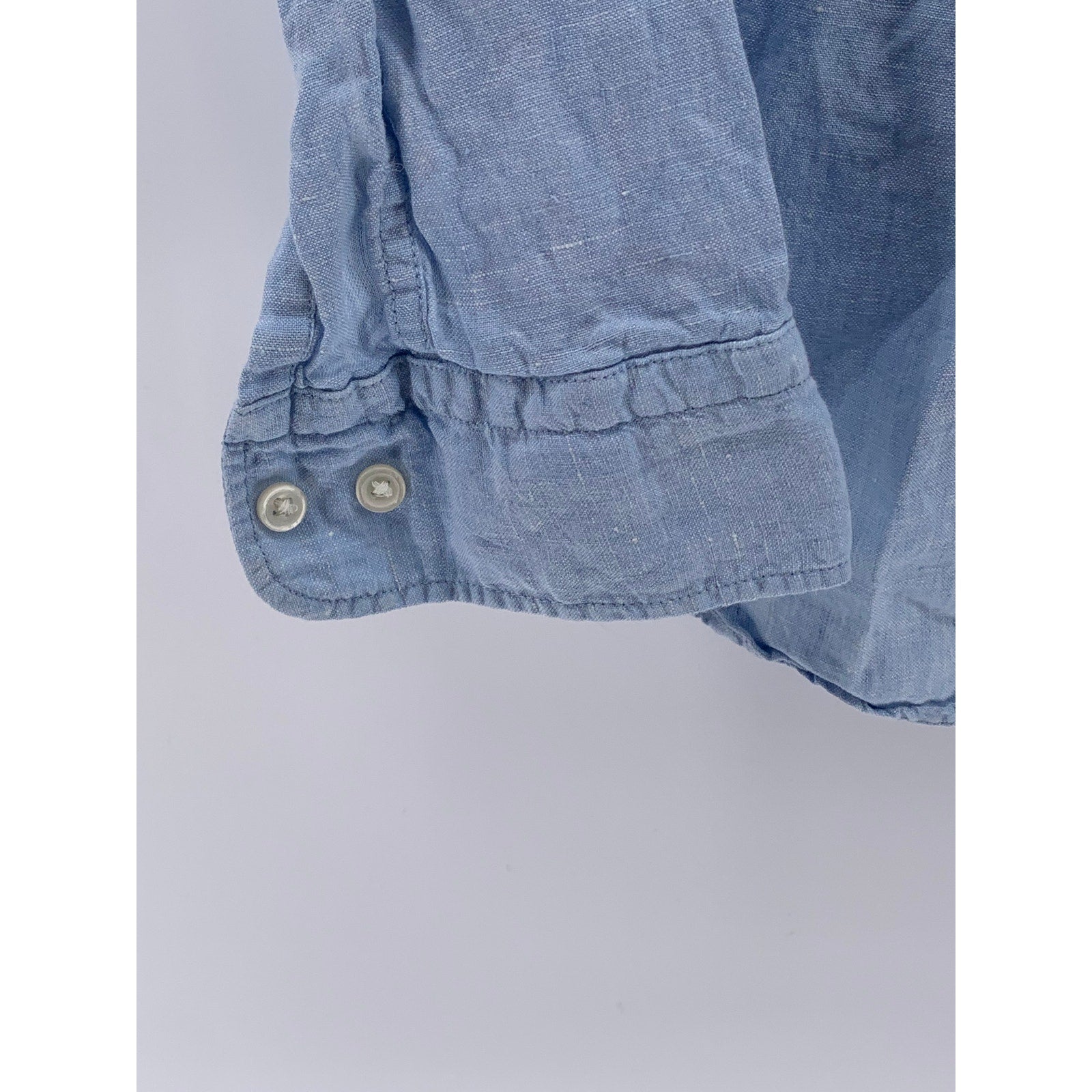 UNIQLO Men's Light Blue Linen Button-Up Long Sleeve Regular-Fit Shirt SZ XS