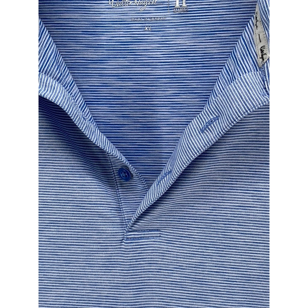 WALTER HAGEN Men's Blue Micro Striped Short Sleeve Golf Shirt SZ XL