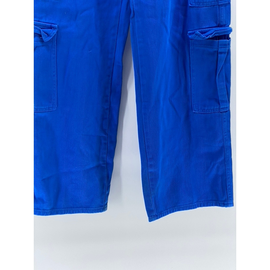 UNBRANDED Women's Royal BLUE Y2K Baggy Straight-Leg High-Rise Cargo Pants SZ 29