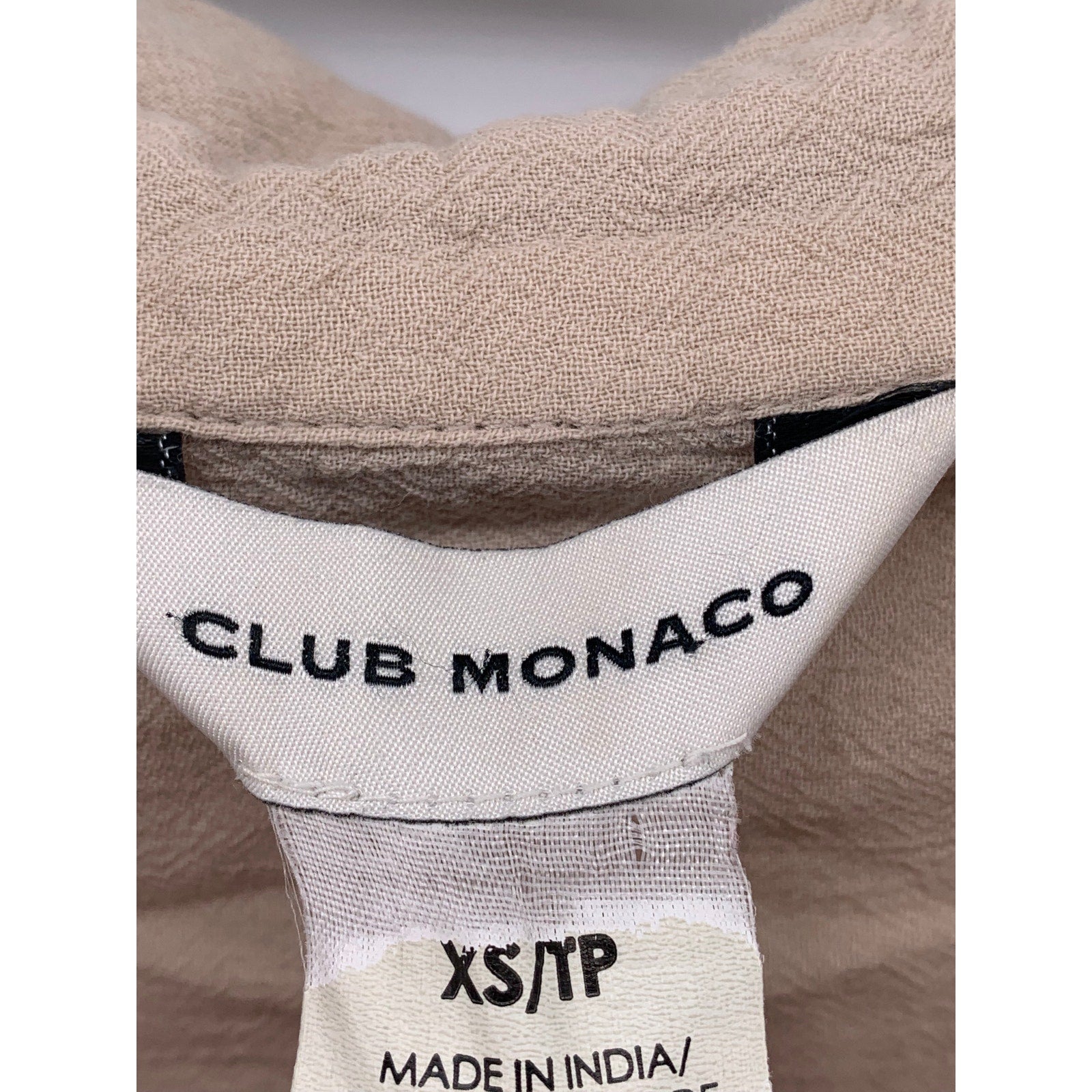 CLUB MONACO Women's Beige Button-Up Long Sleeve Regular-Fit Shirt SZ XS