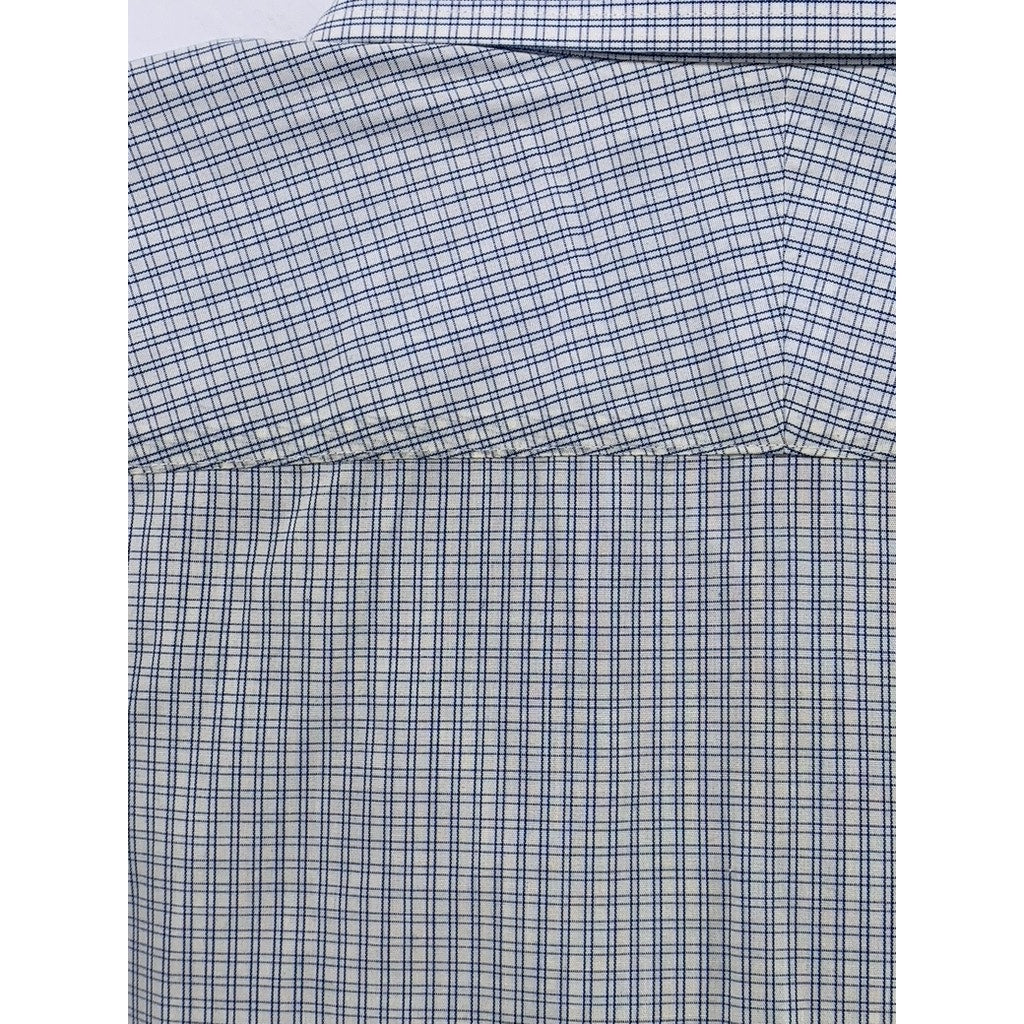 CHARLES TYRWHITT Men's Blue Gingham Slim-Fit Button-Up Shirt SZ 16.5