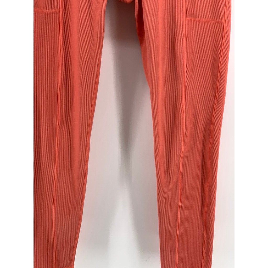 MODERN BALANCE Women's Orange RIbbed Cropped Leggings SZ L
