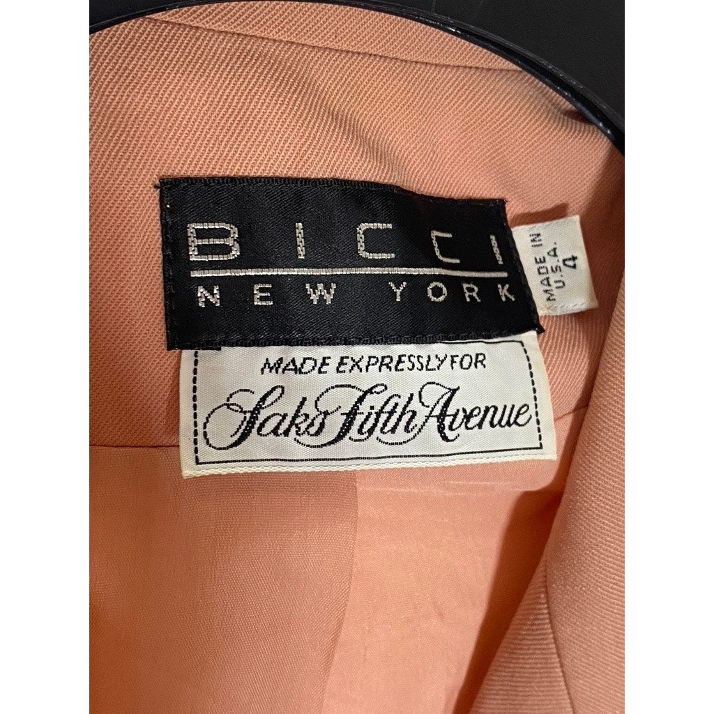 BICCI NEW YORK Women's Vintage Peach Wool Double Breast One-Button Blazer SZ 4