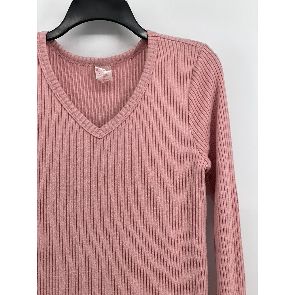 NO BOUNDARIES Women's Ribbed V-Neck Sweater Size L