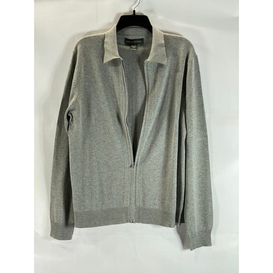 BANANA REPUBLIC Men's Gray Silk/Cashmere Long Sleeve Zip-Up Sweater SZ M