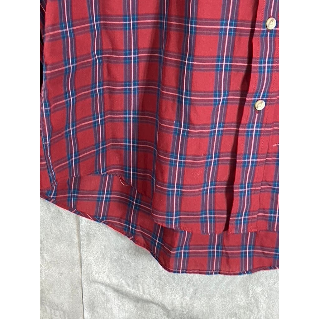 GANT Men's Red Hunt Plaid Vintage Button-Up Long Sleeve Shirt SZ L