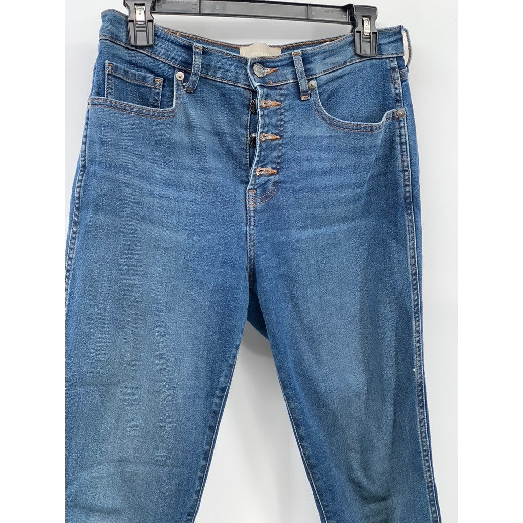 EVERLANE Women's Blue Denim The Vintage Skinny Ankle Button-Fly Jeans SZ 28