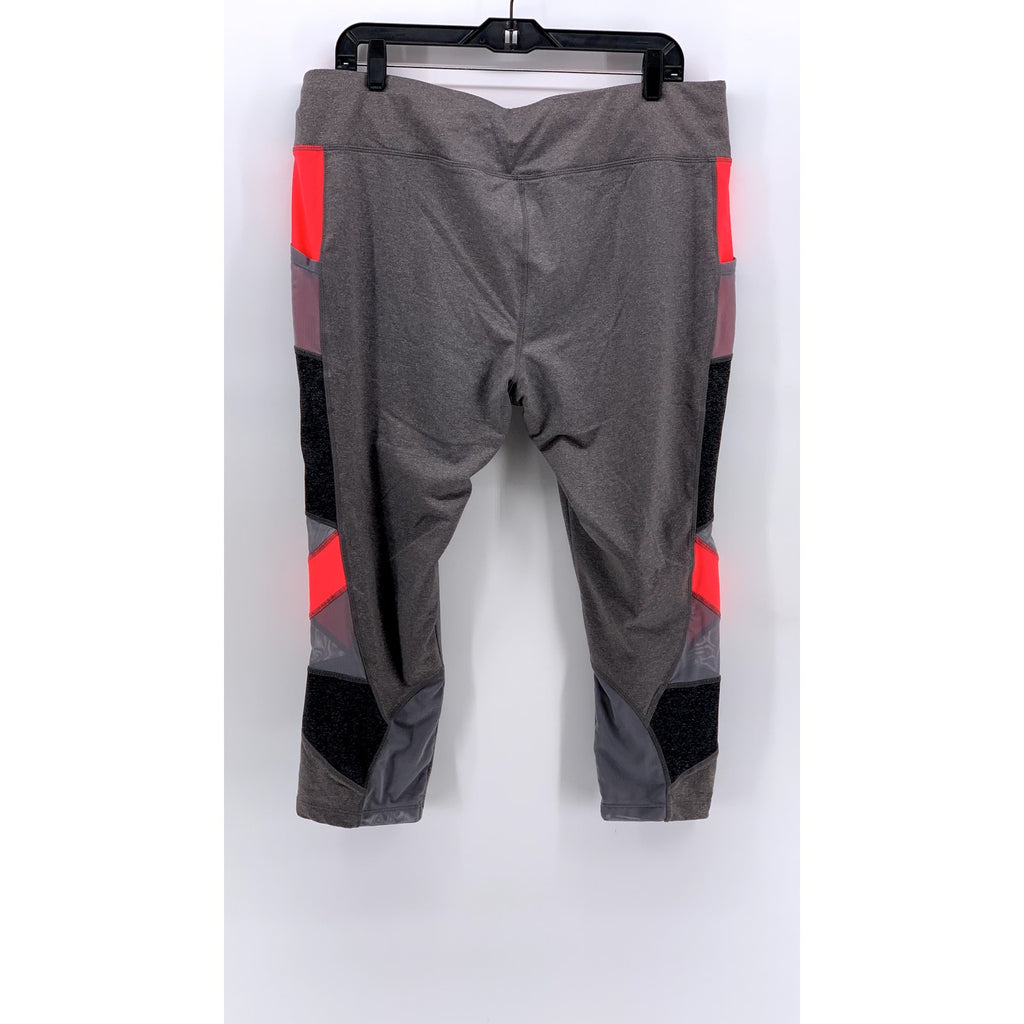 AVIA Women's Gray Heather Mesh Striped Capri Leggings SZ XXL