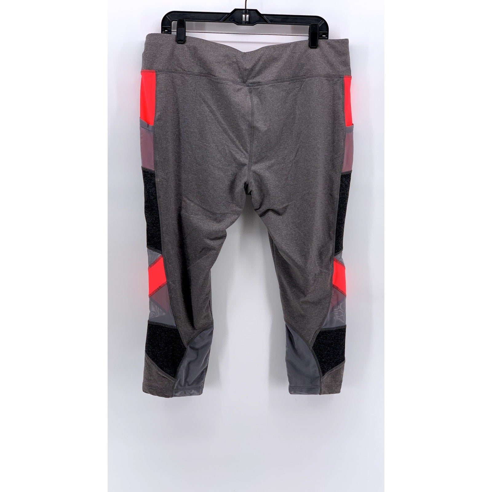 AVIA Women's Gray Heather Mesh Striped Capri Leggings SZ XXL