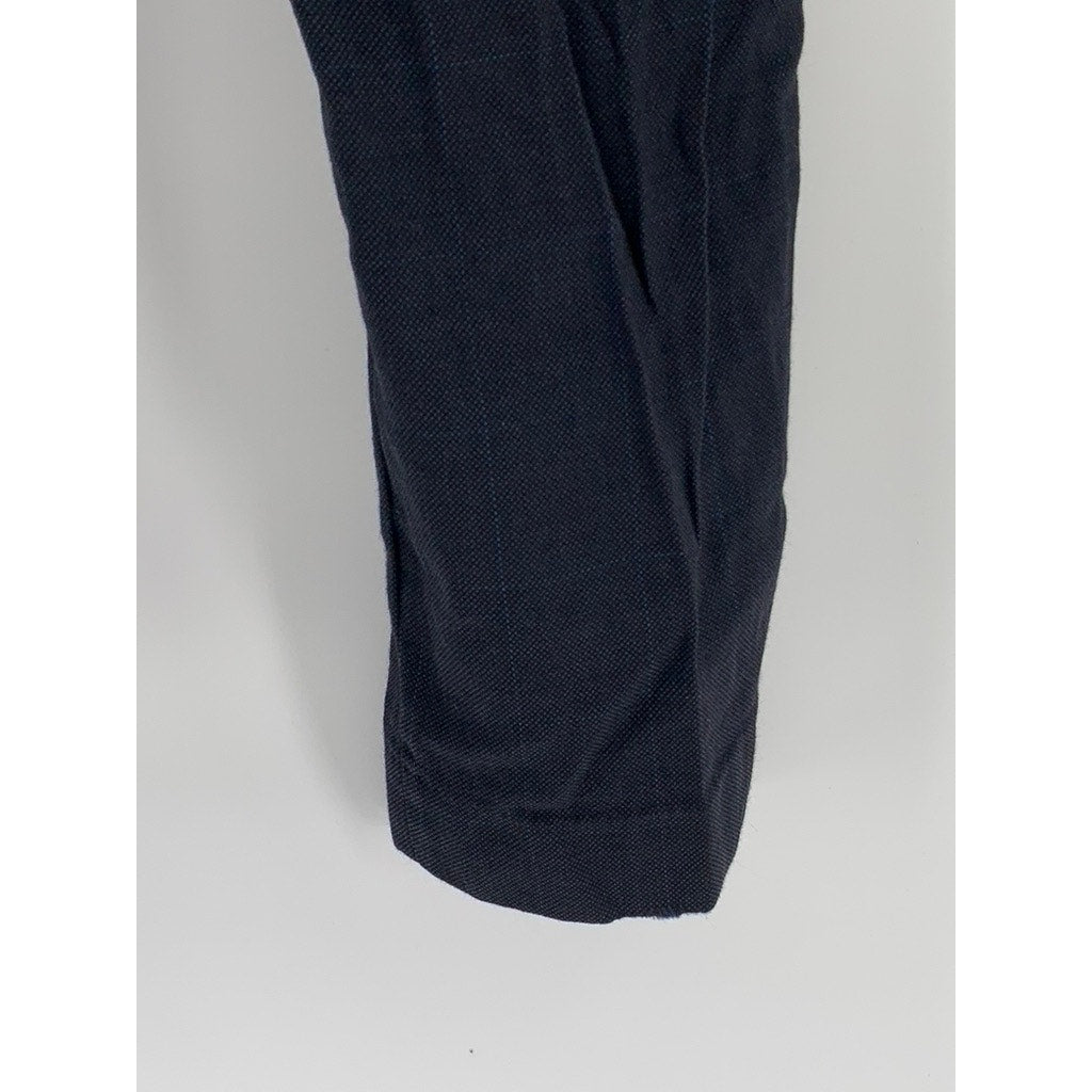 UNBRANDED Men's Blue Textured Windowpane Straight-Leg Regular Fit Pant SZ 36
